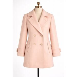 Vintage Pink Wool Pea Coat Light Pink Anne Klein